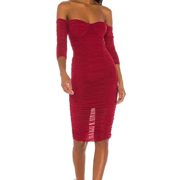 MAJORELLE Dresses Majorelle Jared Off Shoulder Dress Cranberry